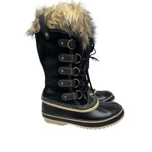 SOREL Joan of Arctic II Black Suede Faux Fur Waterproof Snow Boots